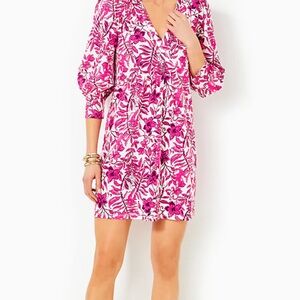 Lilly Pulitzer CASS DRESS, ELDERFLOWER BLOSSOM LIL ESCAPE PLAN size large NWT